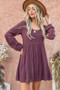 And The Why Back Lace Button Down Detail Bell Sleeve Dress