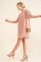 And The Why Woven Leopard Baby Doll Roll-Sleeve Casual Dress