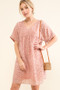 And The Why Woven Leopard Baby Doll Roll-Sleeve Casual Dress