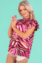 BiBi Tiered Ruffle Neck Zebra Pattern Top