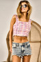 BiBi Frilled Strap Vintage Plaid Tank Top
