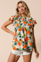 BiBi Multi Color Floral Print Woven Top