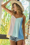 BiBi Linen Woven Color Block Sleeveless Top