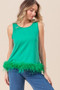 BiBi French Terry Faux Feather Bottom Back Tied Top
