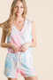 BiBi Tie Dye Textured Knit Top and Shorts Set