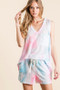 BiBi Tie Dye Textured Knit Top and Shorts Set