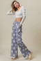BiBi Flower Printed Side Pocket Wide Pants