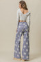 BiBi Flower Printed Side Pocket Wide Pants