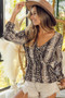 BiBi Snake Skin Woven Crossover Lslv Top