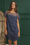 BiBi Crochet Lace Yoke Detailed Wrinkled Dress
