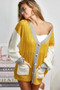 BiBi Color Block Sweater Cardigan with Button Closure