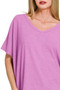 Zenana Ribbed V-Neck Short-Sleeve Knit Top