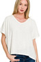 Zenana Ribbed V-Neck Short-Sleeve Knit Top