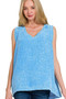 Zenana Double Gauze Raw Edge Acid Washed Tank