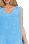 Zenana Double Gauze Raw Edge Acid Washed Tank
