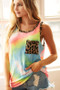 BiBi Sleeveless Tie Dye Top with Leopard Band