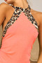 BiBi Triblend Leopard Halter Neck Tied Detailed Top