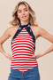 BiBi Stripe Jersey with Star Halter Neck with Tie Back