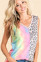 BiBi Sleeveless Print Mix Front Top with Contrast