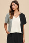 Annie Wear Color Block Cotton Gauze V-Neck Top