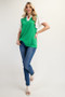 Celeste Full Size Solid Color Top with Ruffle Layered Sleeves Plus Size