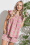And The Why Plaid Print Smocked Detail Ruffle Baby Doll Top