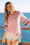 BiBi Leopard Print Contrast Tiered Sleeves Thermal Top