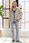 ADORA Horizontally Striped Button Up Cardigan