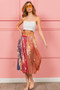 BiBi Metallic Color Block Pleats Midi Skirt
