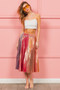 BiBi Metallic Color Block Pleats Midi Skirt