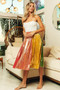 BiBi Metallic Color Block Pleats Midi Skirt