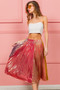 BiBi Metallic Color Block Pleats Midi Skirt
