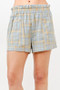 And The Why Plaid Print Smocked Detail Casual Shorts