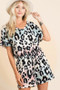 BiBi Gradation Leopard Soft Knit V-neck Romper