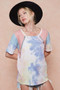 BiBi Tie Dye Printed Cotton Color Block T-Shirt