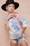 BiBi Tie Dye Printed Cotton Color Block T-Shirt