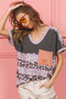 BiBi Leopard Stripe with Slub Terry Color Block T-Shirt