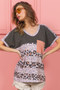 BiBi Leopard Stripe with Slub Terry Color Block T-Shirt