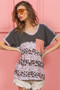 BiBi Leopard Stripe with Slub Terry Color Block T-Shirt