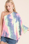 BiBi Tie Dye French Terry One Shoulder Top with Dolman
