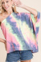 BiBi Tie Dye French Terry One Shoulder Top with Dolman