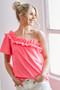 BiBi Ruffled Asymmetrical Crepe One Shoulder Top
