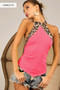 BiBi Triblend Leopard Halter Neck Tied Detailed Top