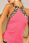 BiBi Triblend Leopard Halter Neck Tied Detailed Top