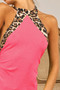 BiBi Triblend Leopard Halter Neck Tied Detailed Top