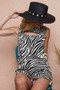 BiBi Zebra Printed Rib with Cut Out Front Sleeveless