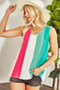 BiBi Cotton Span Knit Color Block Sleeveless Top