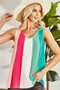 BiBi Cotton Span Knit Color Block Sleeveless Top