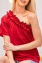 BiBi Ruffled Asymmetrical Crepe One Shoulder Top