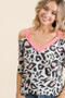 BiBi Leopard Print Top with Shoulder Cut Out